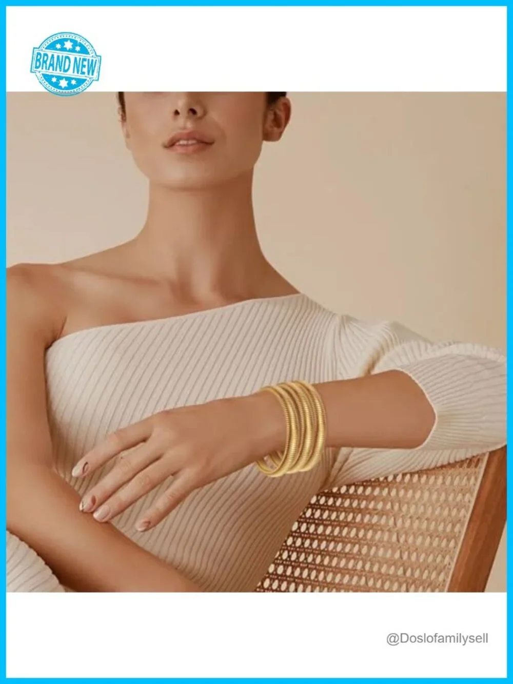 3pc Stretchy Snake Chain Bangle Bracelet Set Gold Filled Stainless Steel